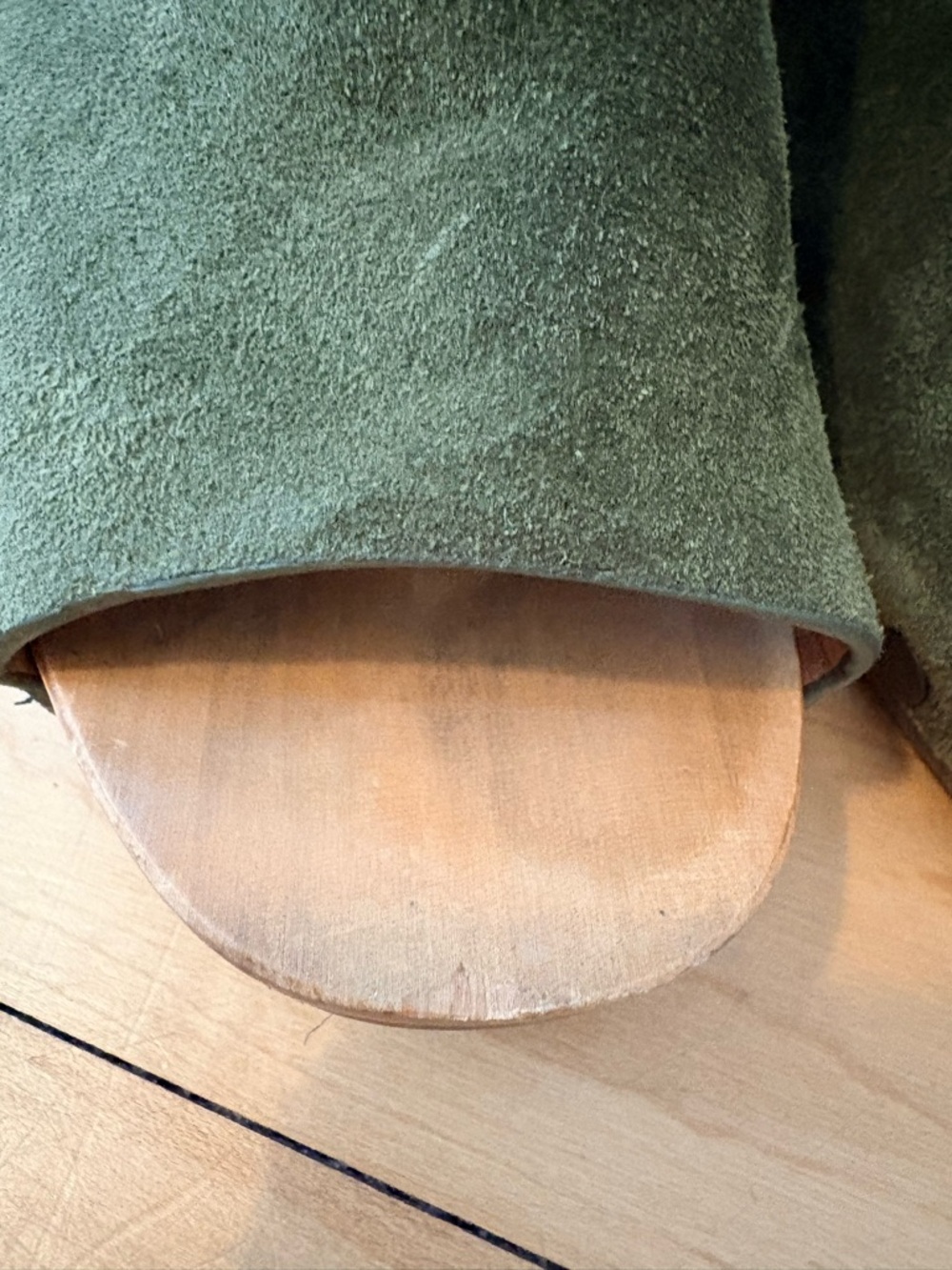 Sezane Olive Green Suede Dakota Clogs - Picture 4 of 5